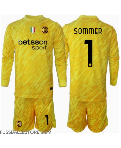 Günstige Inter Milan Yann Sommer #1 Torwart Auswärts Trikotsatzt Kinder 2024-25 Langarm (+ Kurze Hosen)